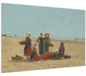 Slika - Eugène Boudin, Women on the Beach at Berck, reprodukcije (90x60 cm)