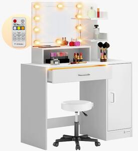 Toaletni stol Jocelyn s LED rasvjetom i stolicom 140 × 90 × 40 cm
