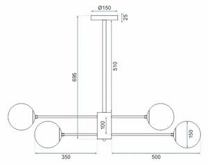 Viseća stropna svjetiljka Metal Industrijski 6-kraki APP262-6C