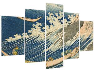 Slika - Katsushika Hokusai, Fishing Boats at Choshi in Shimosa (Soshu Choshi) , reprodukcije (150x105 cm)