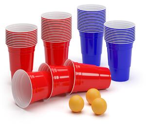 BeerCup Nadal 16 Oz, set crvenih i plavih šalica za zabavu, dvije boje, uključujući kuglice i pravila