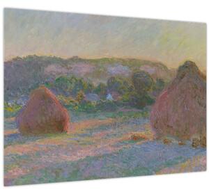 Staklena slika - Claude Monet, Stacks of Wheat (End of Summer) , reprodukcije (70x50 cm)