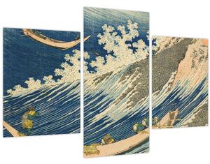 Slika - Katsushika Hokusai, Fishing Boats at Choshi in Shimosa (Soshu Choshi) , reprodukcije (90x60 cm)