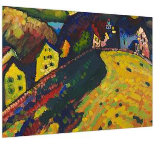 Staklena slika - Vasily Kandinsky, Houses at Murnau, reprodukcije (70x50 cm)