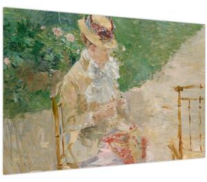 Slika - Berthe Morisot, Young Woman Knitting, reprodukcije (90x60 cm)