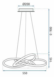 Stropna viseča svjetiljka prsten moderna LED + daljinski upravljač APP396-CP bijela