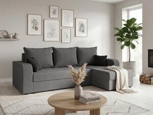 Razvlačna kutna garnitura L VALERIO 238x140 cm, tamno siva + 2 jastuka GRATIS, univerzalna