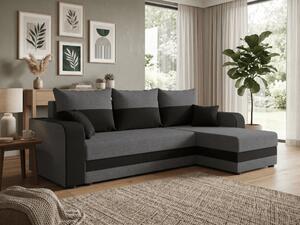 Razvlačna kutna garnitura L VALERIO 238x140 cm, tamno siva/antracit + 2 jastuka GRATIS, univerzalna