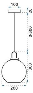Stropna viseća svjetiljka staklena kugla 20cm APP626-1CP