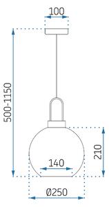 Stropna viseća svjetiljka staklena mat lopta 25cm APP627-1CP