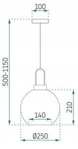 Stropna viseća svjetiljka staklena kugla 25cm APP630-1CP