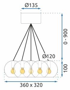Stropna svjetiljka Staklene kuglice APP560-7CP