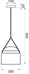 Viseća svjetiljks Sivo staklo s remenom crni APP617-1CP