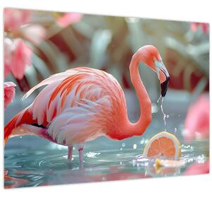 Slika - Flamingo u ribnjaku (70x50 cm)