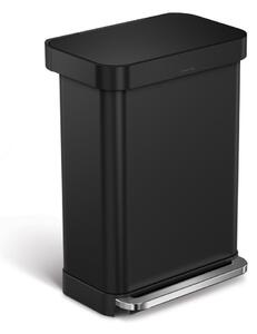 Mat crna željezna kanta za smeće s pedalom 55 l – simplehuman