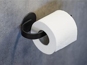 Mat crni metalni samoljepljiv držač toaletnog papira Bivio – Wenko
