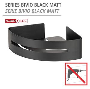 Mat crna metalna samoljepljiva kupaonska polica kutna Bivio – Wenko