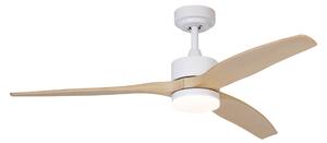 Stropni ventilator bijeli s uzorkom drva 132 cm uklj. LED prigušiva s daljinskim upravljačem - Joly
