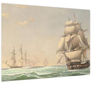 Staklena slika - Fitz Henry Lane, The United States Frigate President Engaging the British Squadron, reprodukcije (70x50 cm)