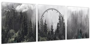 Slika - Šuma s ilustriranim elementima (sa satom) (90x30 cm)