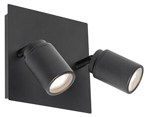 Moderni kupaonski reflektor crni kvadrat 2-light IP44 - Ducha