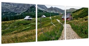 Slika - Planinski krajolik s kućama (sa satom) (90x30 cm)