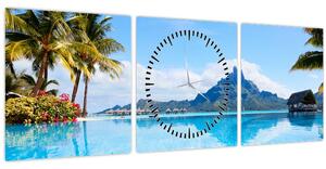 Slika - Palme i plaže (sa satom) (90x30 cm)