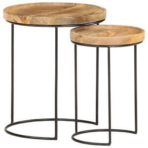 VidaXL 2-dijelni set stolića za kavu od masivnog drva manga i čelika