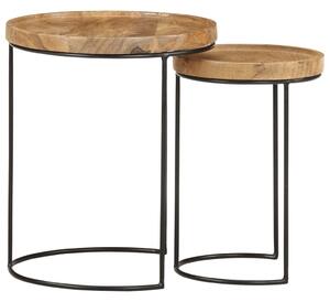 VidaXL 2-dijelni set stolića za kavu od masivnog drva manga i čelika