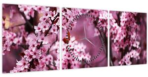 Slika - Ružičasta sakura (sa satom) (90x30 cm)