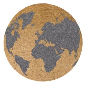 Sivi okrugli otirač od prirodnih kokosovih vlakana Artsy Doormats Globe , ⌀ 70 cm