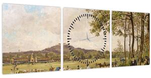 Slika - French 19th Century, Race Course at Longchamps, reprodukcije (sa satom) (90x30 cm)