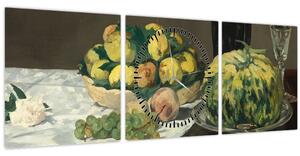 Slika - Edouard Manet, Still Life with Melon and Peaches, reprodukcije (sa satom) (90x30 cm)