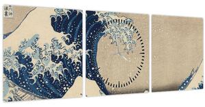 Slika - Katsushika Hokusai, Under the Wave off Kanagawa, reprodukcije (sa satom) (90x30 cm)