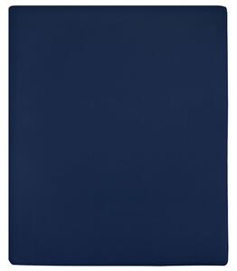 VidaXL Plahta s gumicom od žerseja modra 140x200 cm pamučna