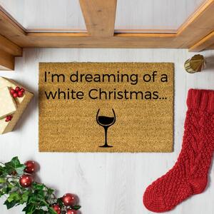 Crni otirač od prirodnih kokosovih vlakana Artsy Doormats White Wine Christmas, 40 x 60 cm