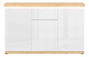 Komoda Boston CM100Sjajno bijela, Artisan hrast, S ladicama i vratima, 91x148x43cm