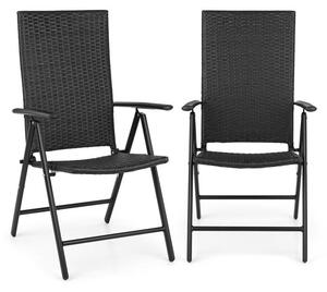 Blumfeldt Estoril, 2x vrtna stolica, poliratan, aluminij, 7 razina, sklopiva, crna