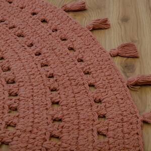 Smeđe-ružičasti pamučni ručno izrađeni tepih Nattiot Nila, ø 120 cm