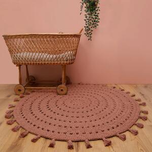 Smeđe-ružičasti pamučni ručno izrađeni tepih Nattiot Nila, ø 120 cm