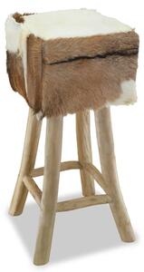 VidaXL Barska stolica od prave kože i masivne tikovine