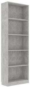 VidaXL Ormarić za knjige s 5 razina boja betona 60x24x175 cm drveni
