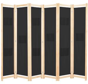 VidaXL Sobna pregrada sa 6 panela od tkanine 240 x 170 x 4 cm crna