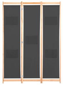 VidaXL Sobna pregrada s 3 panela od tkanine 120 x 170 x 4 cm siva