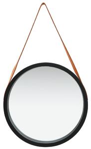 VidaXL Zidno ogledalo s trakom 50 cm crno