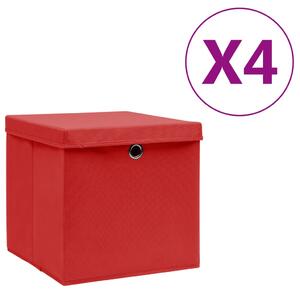 VidaXL Kutije za pohranu s poklopcima 4 kom 28 x 28 x 28 cm crvene
