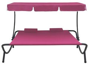 VidaXL Vanjski ležaj s krovom i jastucima ružičasti