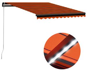 VidaXL Τέντα Συρόμενη Χειροκίνητη με LED Πορτοκαλί/Καφέ 350 x 250 εκ