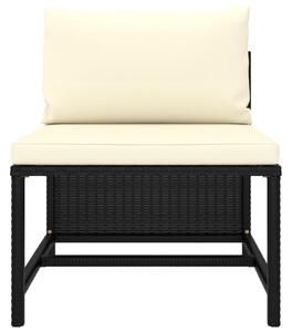 VidaXL Modularna srednja sofa od poliratana s jastucima crna