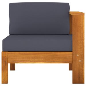 VidaXL Srednja sofa s 1 naslonom za ruke tamnosiva od bagremovog drva